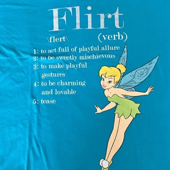 Disney Tinkerbell “flirt” size 4X short sleeve cropped turquoise tshirt EUC - Picture 3 of 8